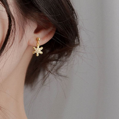 Red Bow Snowflake Christmas Drop Earrings for Women