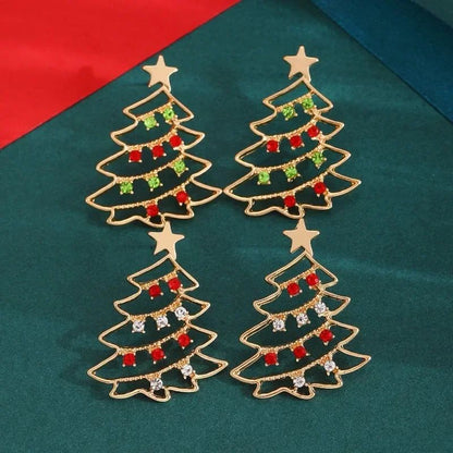 Colorful Zircon Christmas Tree Earrings for Women