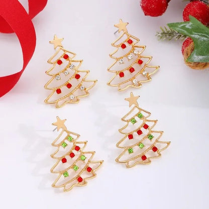 Colorful Zircon Christmas Tree Earrings for Women