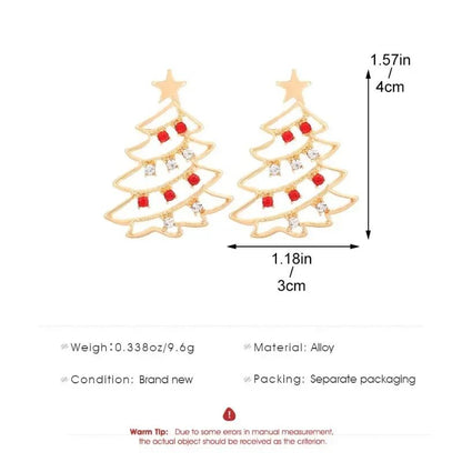 Colorful Zircon Christmas Tree Earrings for Women