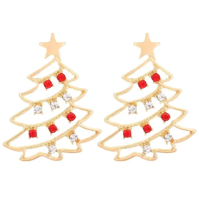 Colorful Zircon Christmas Tree Earrings for Women