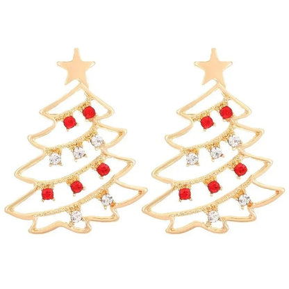 Colorful Zircon Christmas Tree Earrings for Women