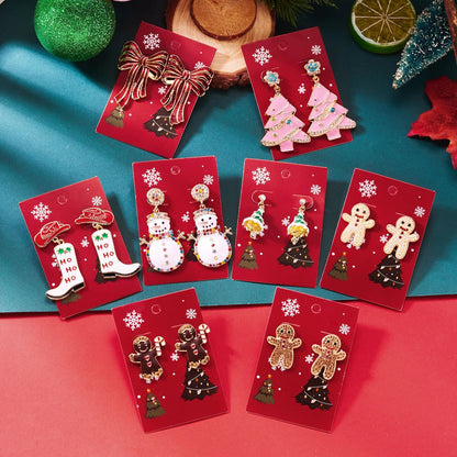 Enamel Christmas Tree Snowflake Candy Cane Hoop Earrings