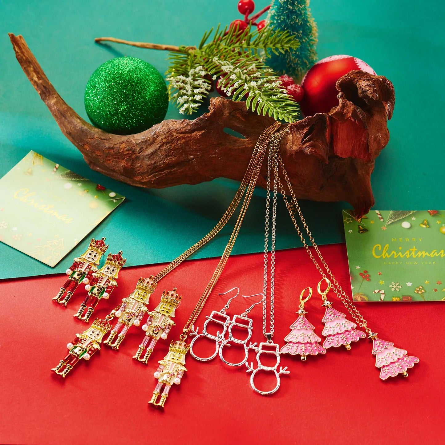Enamel Christmas Tree Snowflake Candy Cane Hoop Earrings