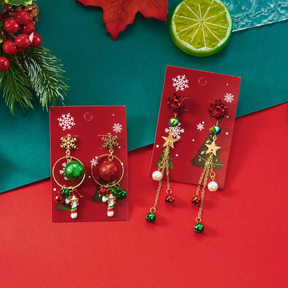 Enamel Christmas Tree Snowflake Candy Cane Hoop Earrings