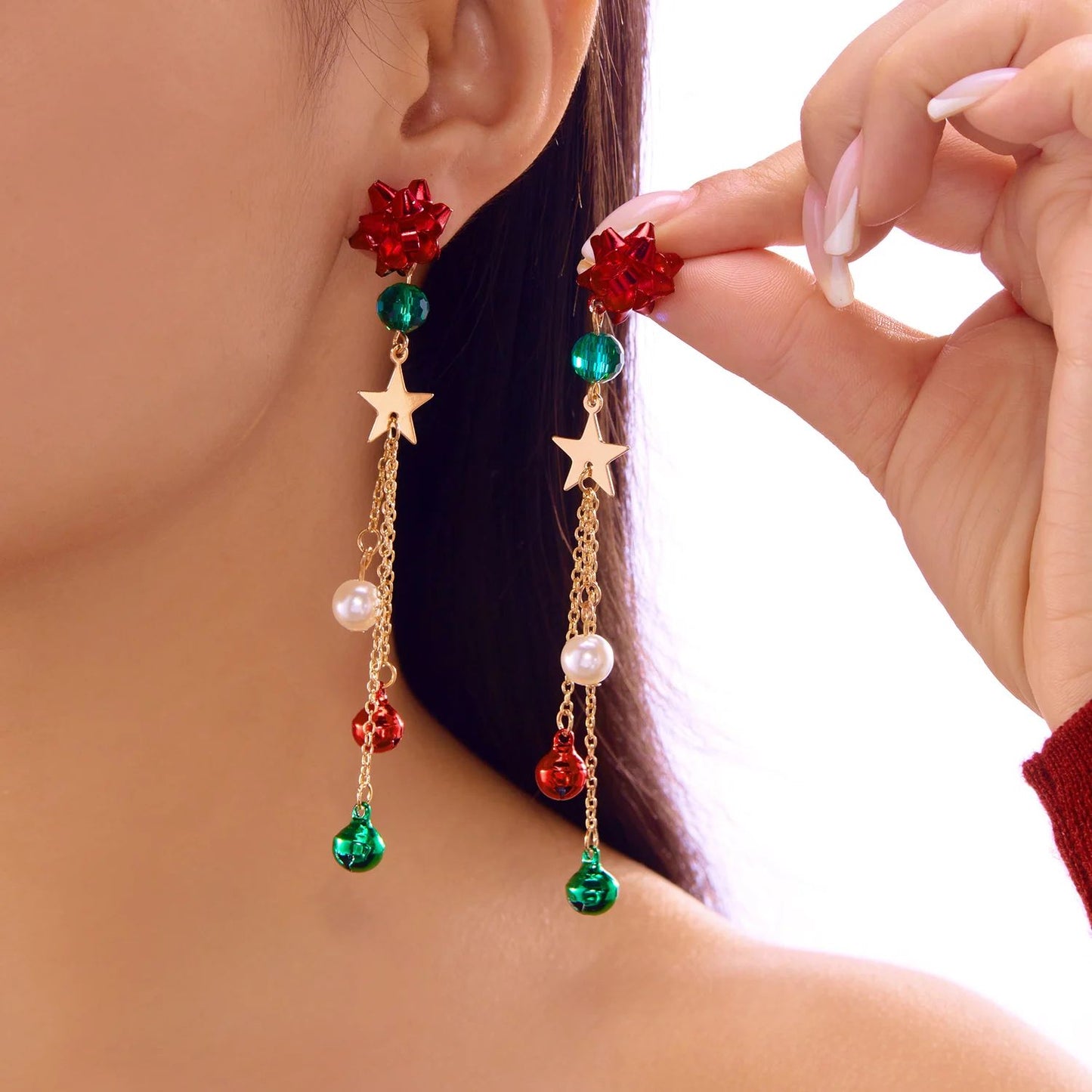 Enamel Christmas Tree Snowflake Candy Cane Hoop Earrings