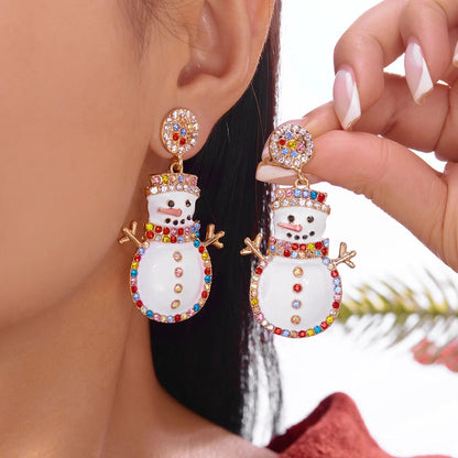 Enamel Christmas Tree Snowflake Candy Cane Hoop Earrings
