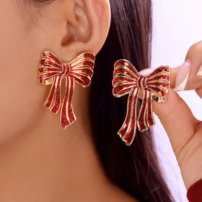 Enamel Christmas Tree Snowflake Candy Cane Hoop Earrings