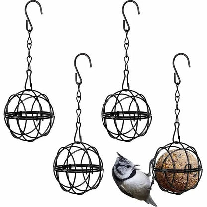Metal Suet Ball Bird Feeder with Hanging Chain – Squirrel-Resistant Outdoor Garden Bird Feeder