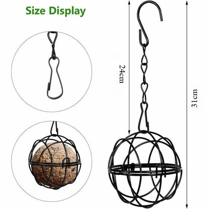 Metal Suet Ball Bird Feeder with Hanging Chain – Squirrel-Resistant Outdoor Garden Bird Feeder