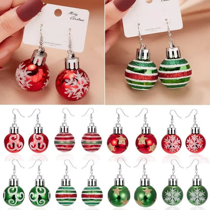 Christmas Snowflake Star Ball Bulb Dangle Earrings
