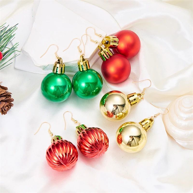 Christmas Snowflake Star Ball Bulb Dangle Earrings