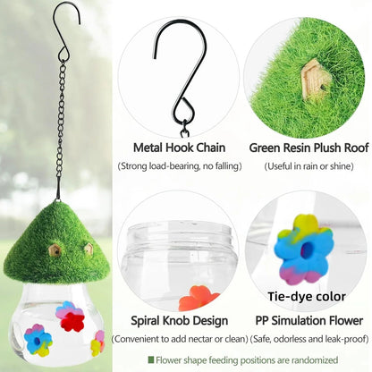 Mushroom Hanging Hummingbird Feeder Wind Chime – Outdoor Garden Bird Feeding Station