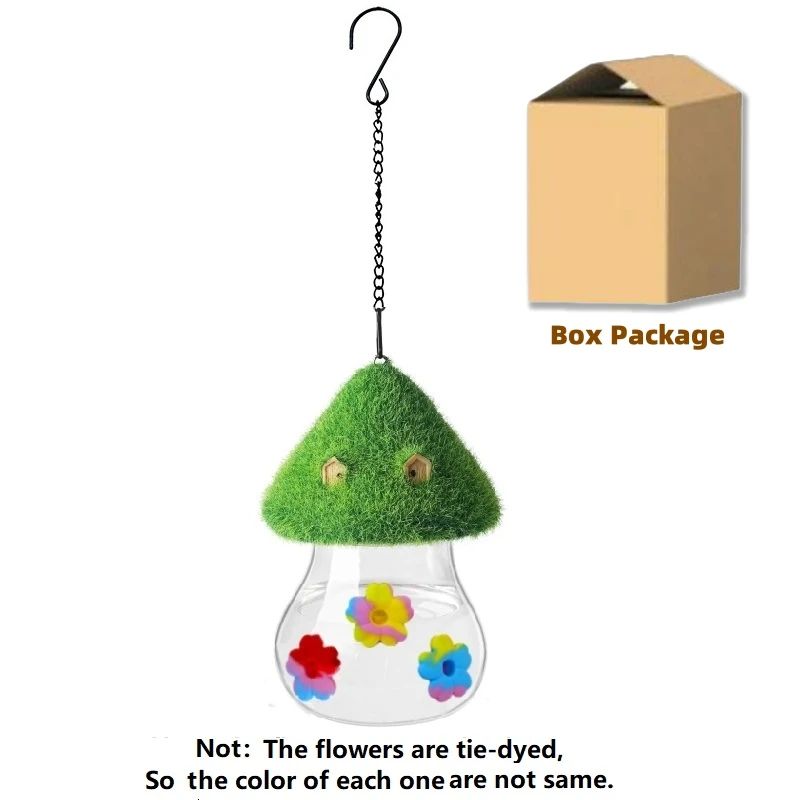Mushroom Hanging Hummingbird Feeder Wind Chime – Outdoor Garden Bird Feeding Station