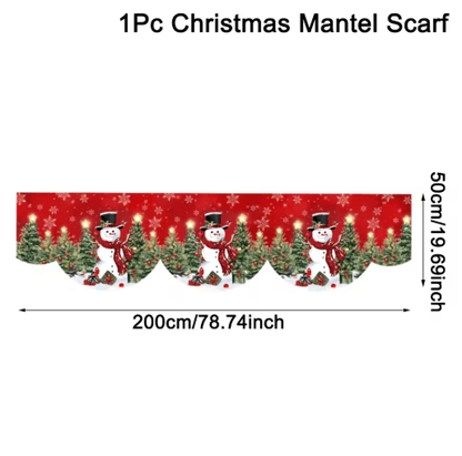 Snowman Christmas Mantel Scarf Table Runner – Festive Fireplace & Holiday Table Decoration