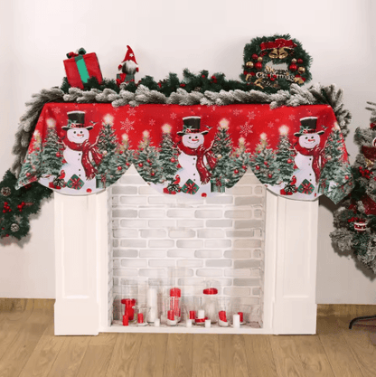 Snowman Christmas Mantel Scarf Table Runner – Festive Fireplace & Holiday Table Decoration