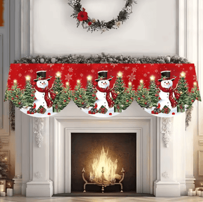 Snowman Christmas Mantel Scarf Table Runner – Festive Fireplace & Holiday Table Decoration