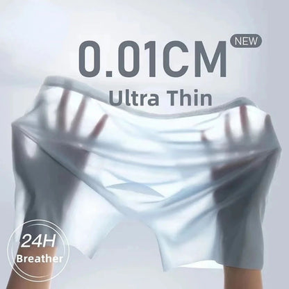 Men's Ice Silk Seamless Boxer Briefs – Breathable Antibacterial Lightweight Underwear