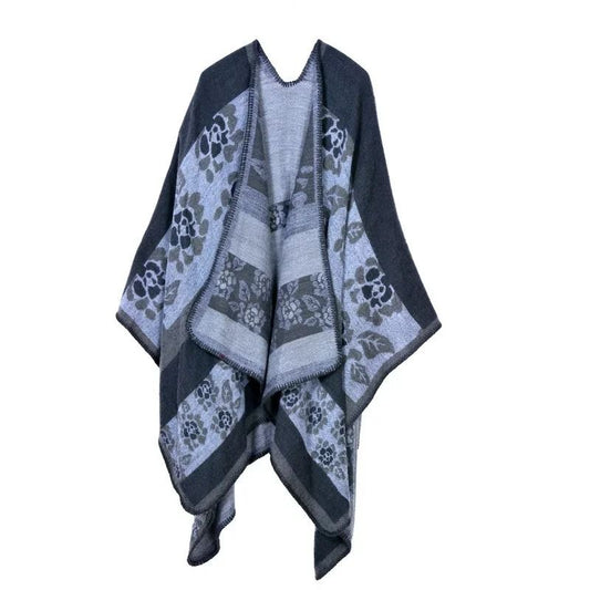 Elegant Womens Cashmere Style Poncho Scarf Warm Winter Shawl Wrap