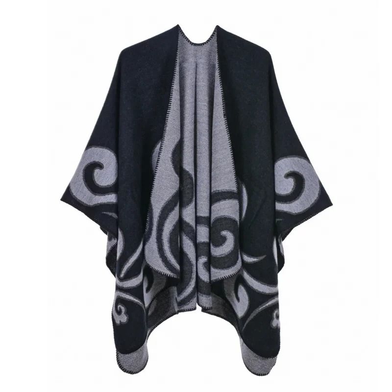 Elegant Womens Cashmere Style Poncho Scarf Warm Winter Shawl Wrap
