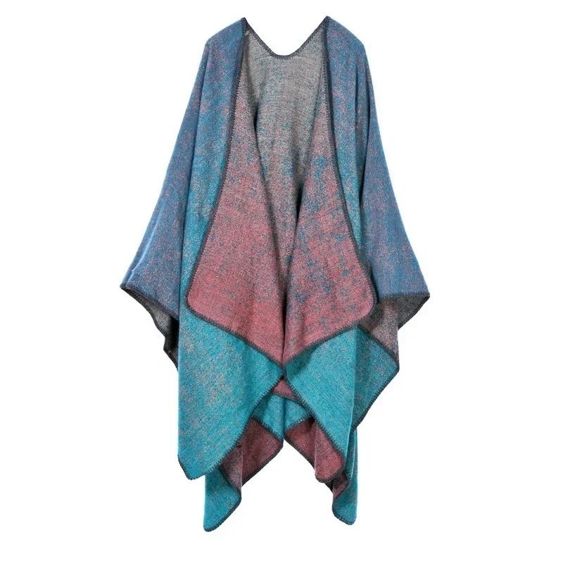 Elegant Womens Cashmere Style Poncho Scarf Warm Winter Shawl Wrap