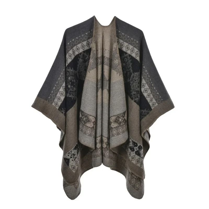 Elegant Womens Cashmere Style Poncho Scarf Warm Winter Shawl Wrap