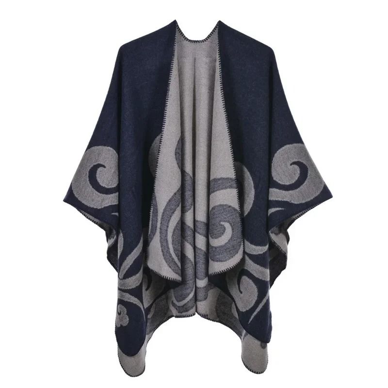 Elegant Womens Cashmere Style Poncho Scarf Warm Winter Shawl Wrap