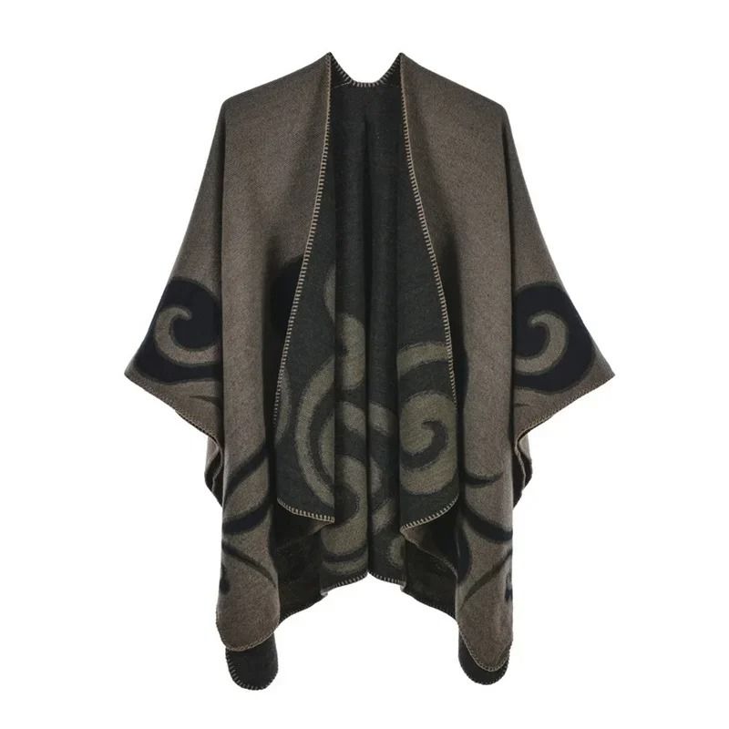 Elegant Womens Cashmere Style Poncho Scarf Warm Winter Shawl Wrap