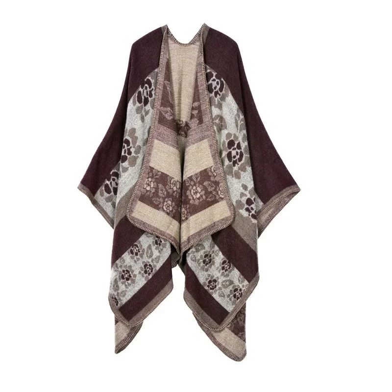 Elegant Womens Cashmere Style Poncho Scarf Warm Winter Shawl Wrap