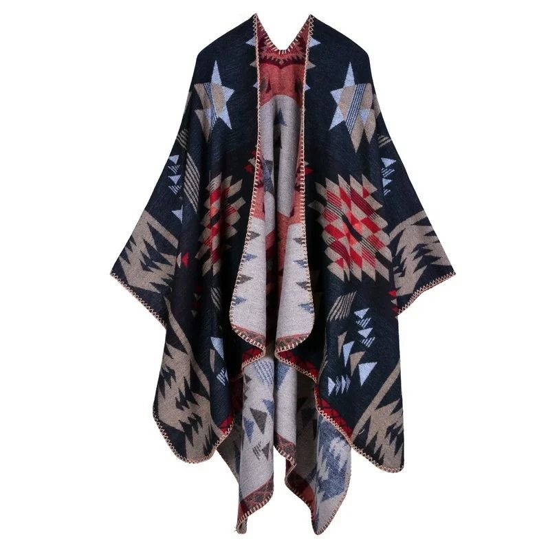Elegant Womens Cashmere Style Poncho Scarf Warm Winter Shawl Wrap