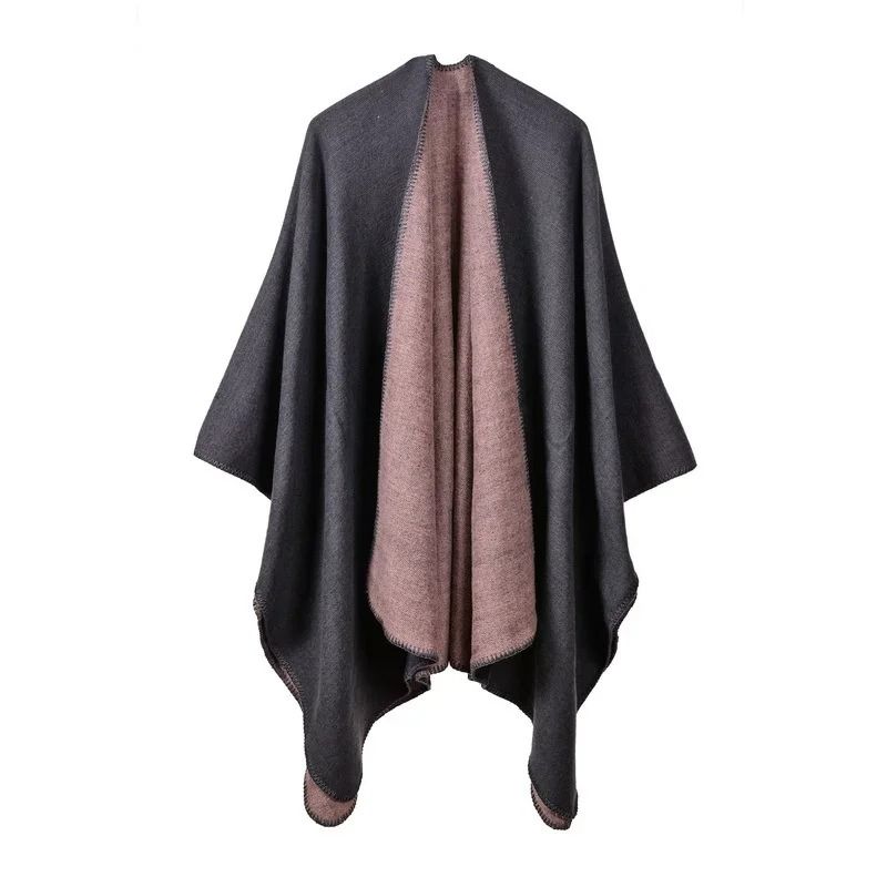 Elegant Womens Cashmere Style Poncho Scarf Warm Winter Shawl Wrap