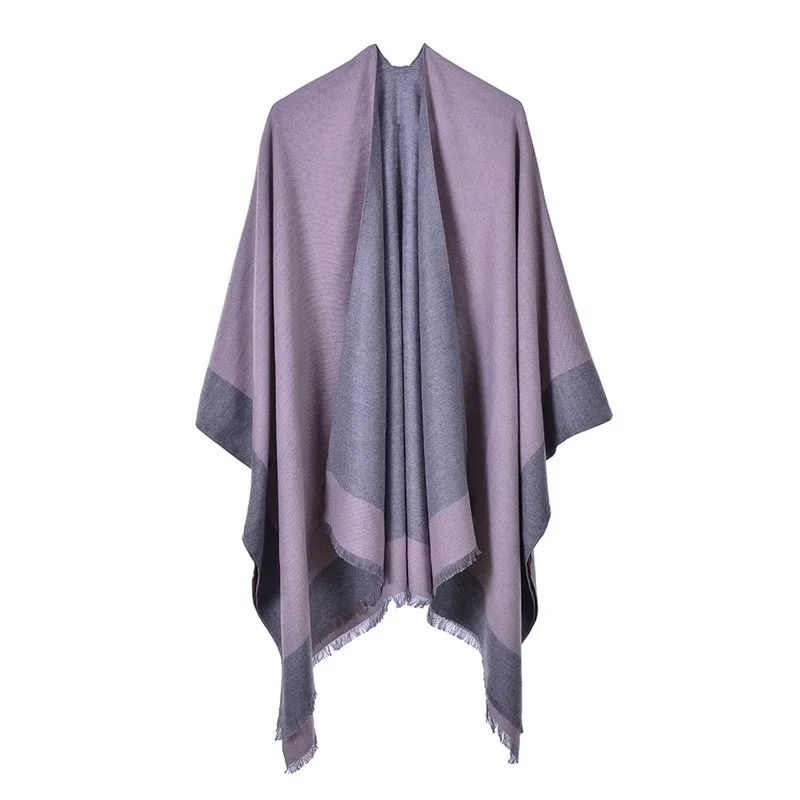 Elegant Womens Cashmere Style Poncho Scarf Warm Winter Shawl Wrap