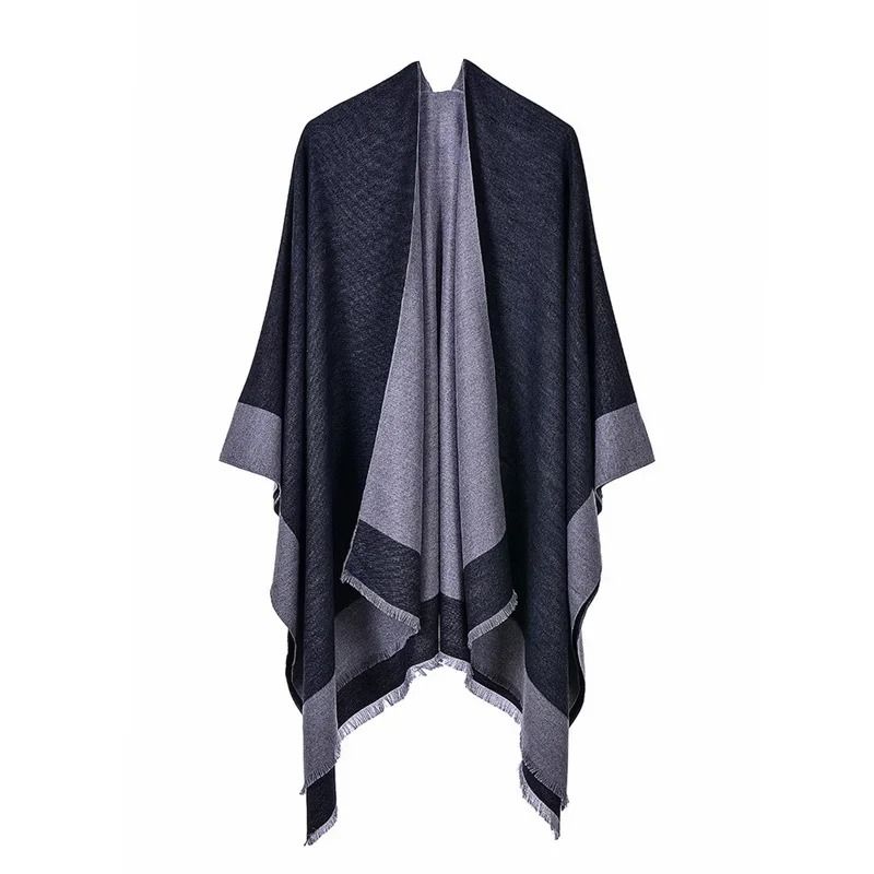 Elegant Womens Cashmere Style Poncho Scarf Warm Winter Shawl Wrap