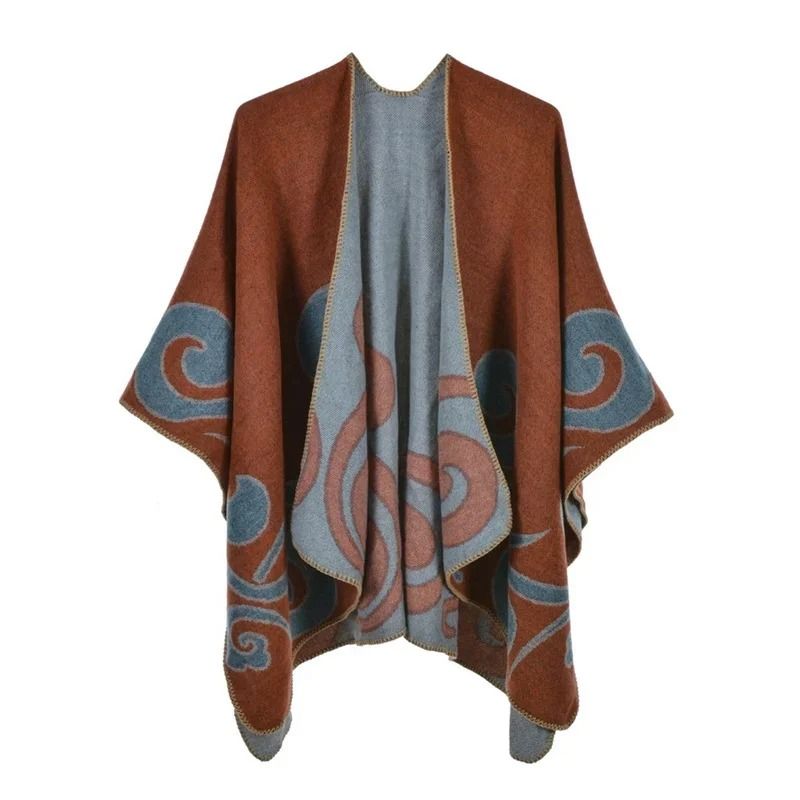 Elegant Womens Cashmere Style Poncho Scarf Warm Winter Shawl Wrap