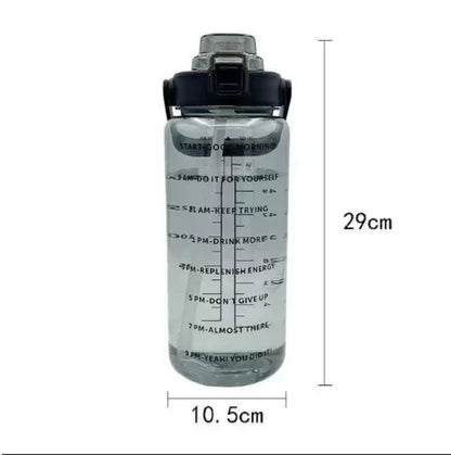 Portable Water Bottle with Straw and Time Marker for Outdoor Sports & Fitness