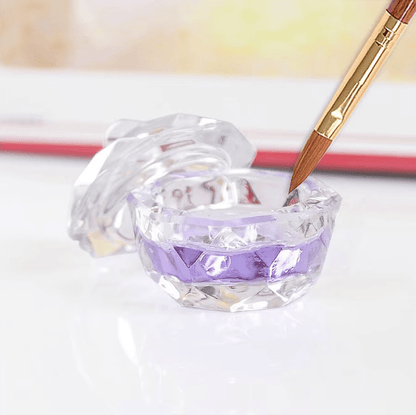 Glass Nail Art Dappen Dish with Lid – Acrylic Liquid & Brush Cleaner Cup