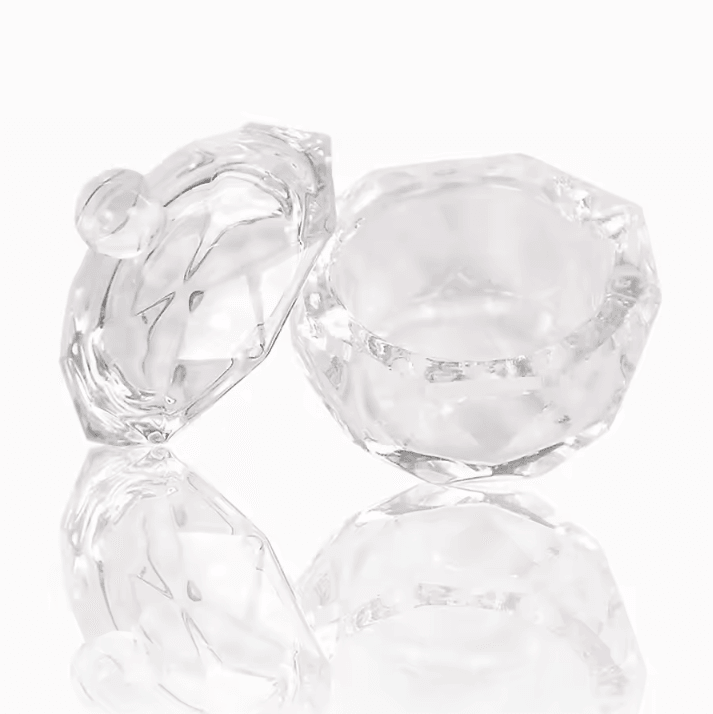 Glass Nail Art Dappen Dish with Lid – Acrylic Liquid & Brush Cleaner Cup