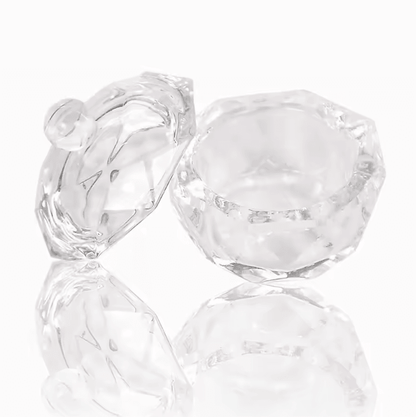 Glass Nail Art Dappen Dish with Lid – Acrylic Liquid & Brush Cleaner Cup