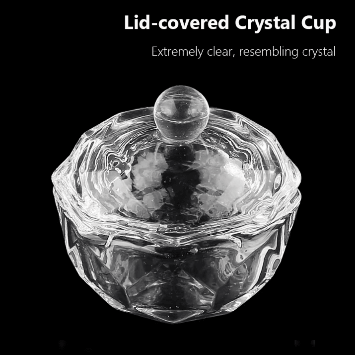 Glass Nail Art Dappen Dish with Lid – Acrylic Liquid & Brush Cleaner Cup