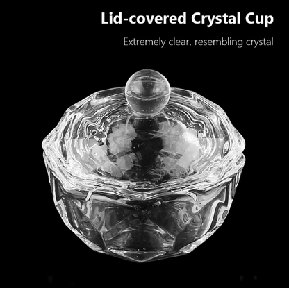 Glass Nail Art Dappen Dish with Lid – Acrylic Liquid & Brush Cleaner Cup