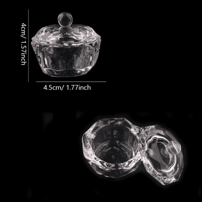 Glass Nail Art Dappen Dish with Lid – Acrylic Liquid & Brush Cleaner Cup