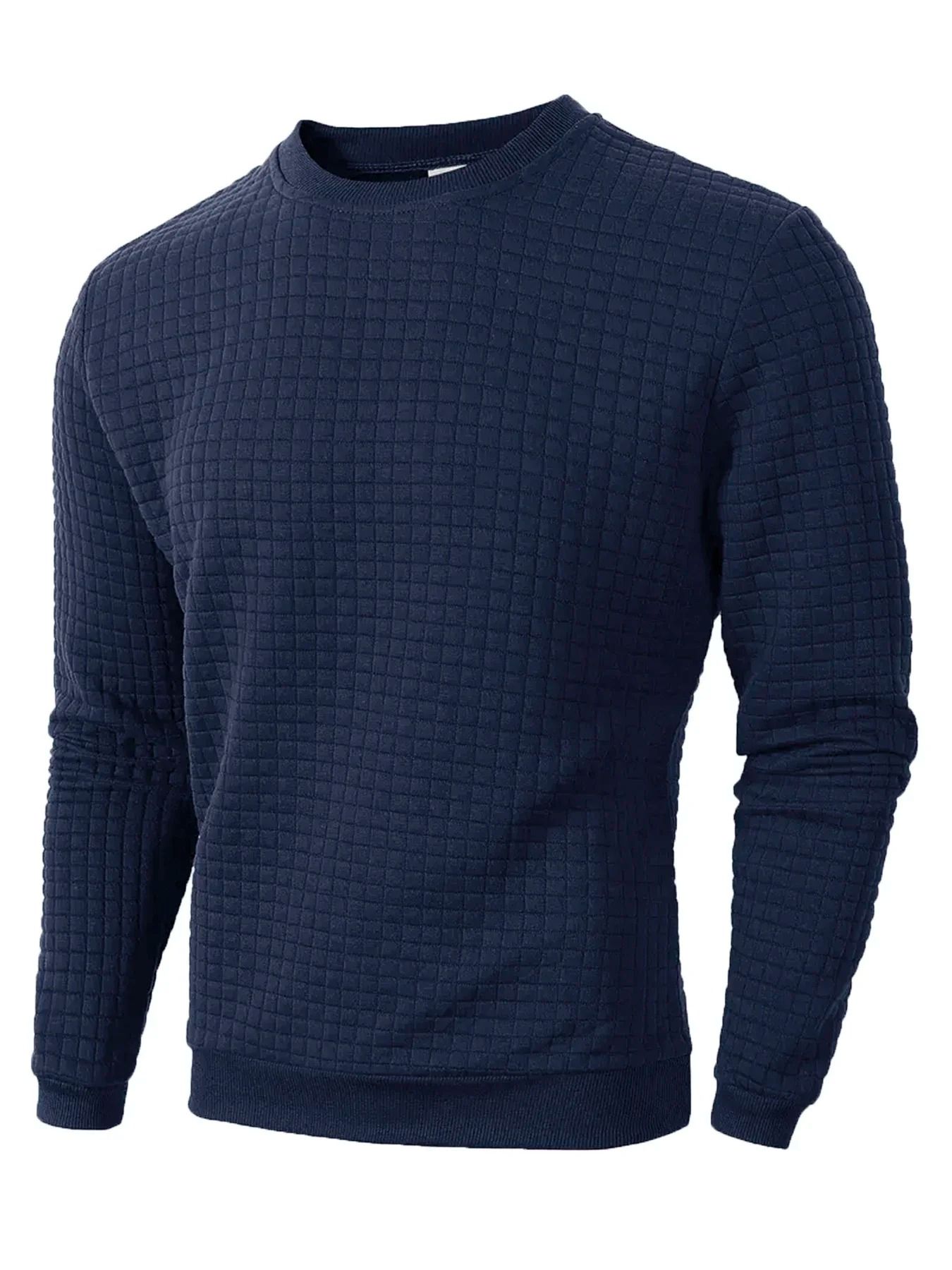 Mens Jacquard Knit Sweater Crew Neck Slim Fit Casual Pullover