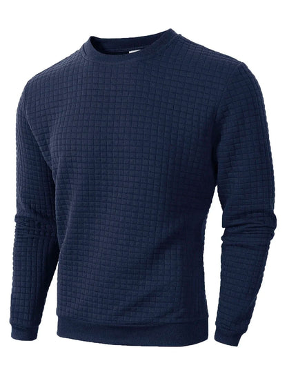 Mens Jacquard Knit Sweater Crew Neck Slim Fit Casual Pullover