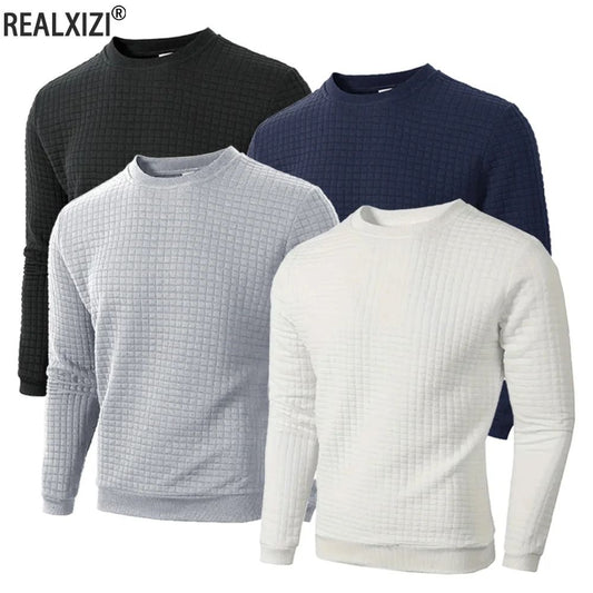 Mens Jacquard Knit Sweater Crew Neck Slim Fit Casual Pullover
