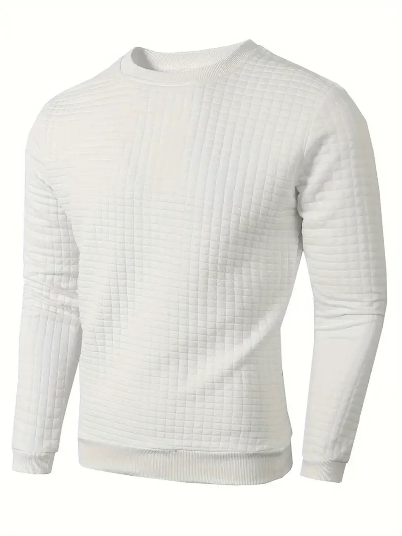 Mens Jacquard Knit Sweater Crew Neck Slim Fit Casual Pullover