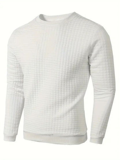 Mens Jacquard Knit Sweater Crew Neck Slim Fit Casual Pullover