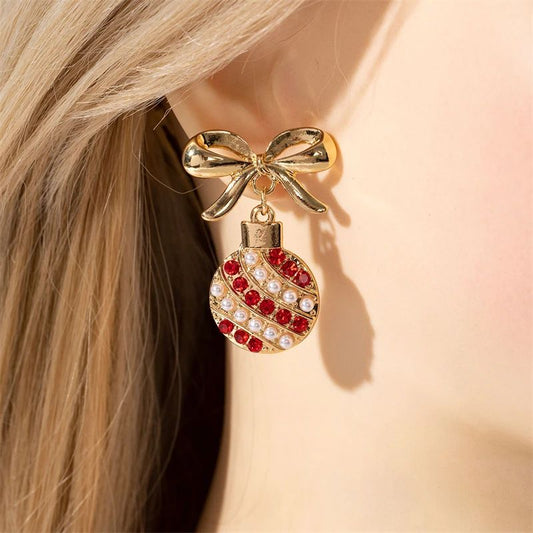 Rhinestone Christmas Light Bulb Drop Earrings
