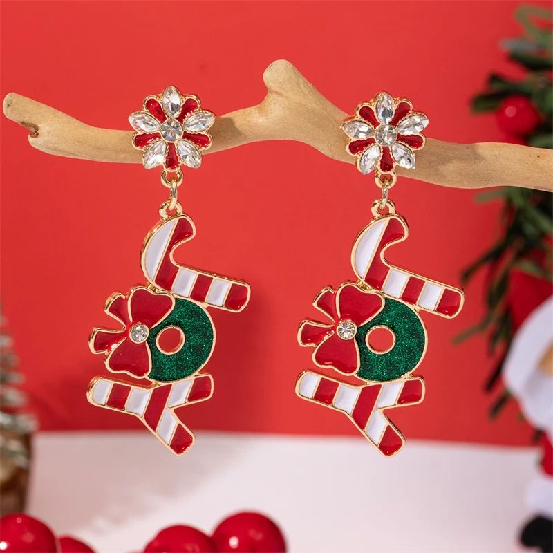 Rhinestone Christmas Light Bulb Drop Earrings