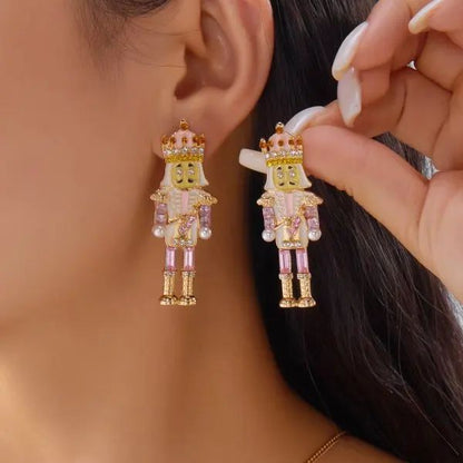 Rhinestone Christmas Light Bulb Drop Earrings