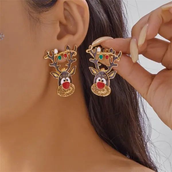 Rhinestone Christmas Light Bulb Drop Earrings